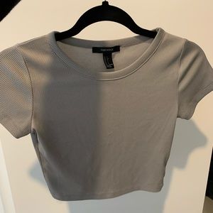 Icy gray ribbed crop top